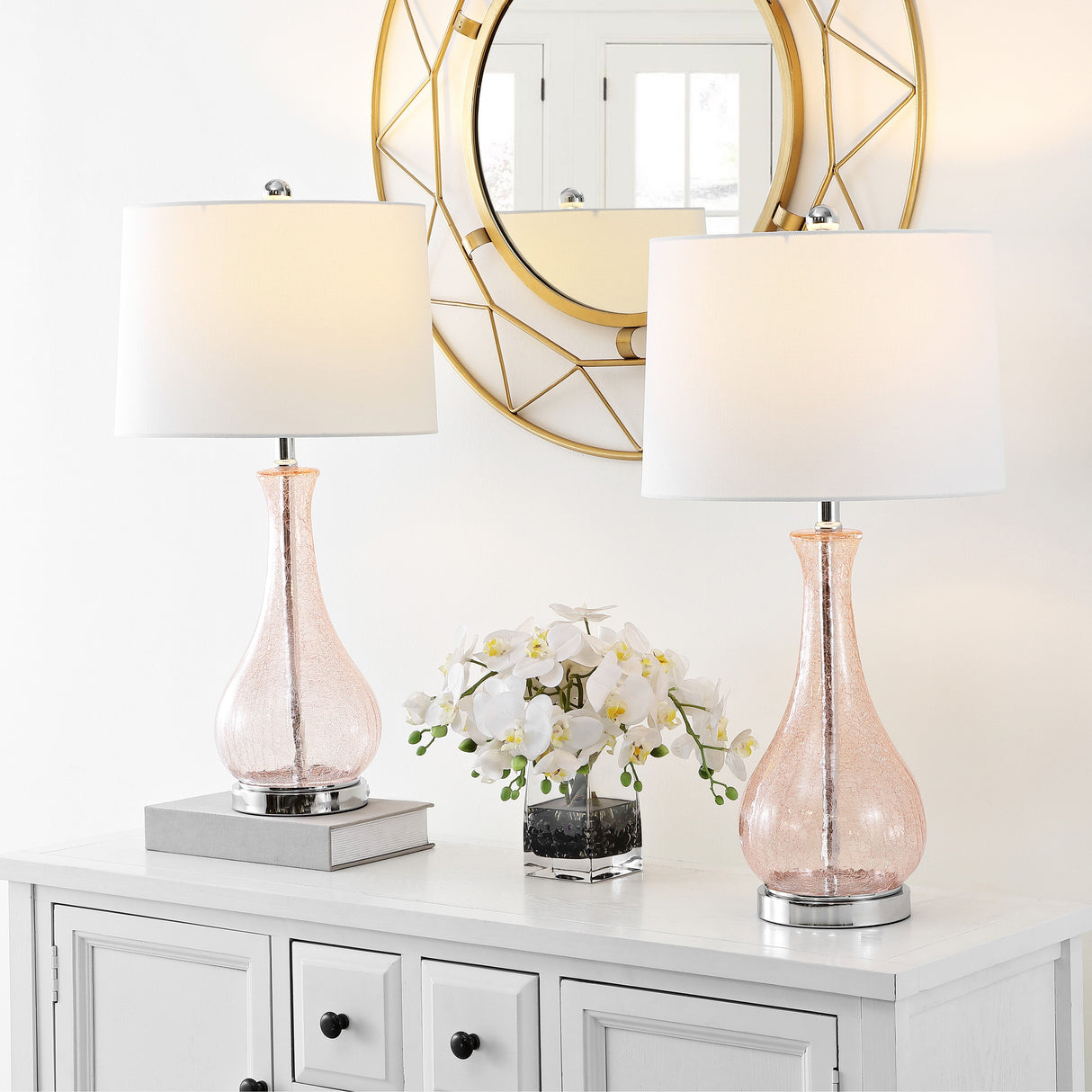 FINNLEY, 27.5 INCH, BLUSH, GLASS TABLE LAMP