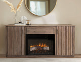 Mezquite 1 Drawer 2 Doors Fireplace TV Stand Solid Mango and Melina Wood Mezquite Brown with Electric Fireplace Features