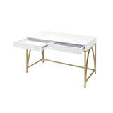 Lightmane - Desk - White High Gloss & Gold