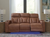 Clean-Slate - Caramel - Power Reclining Sofa / Adj Headrest