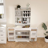 Modern Farmhouse Buffet Cabinet With Hutch Kitchen Storage Sideboard With Drawers & Barn Doors - White