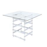 Nadie - Counter Height Table - Chrome & Clear Glass