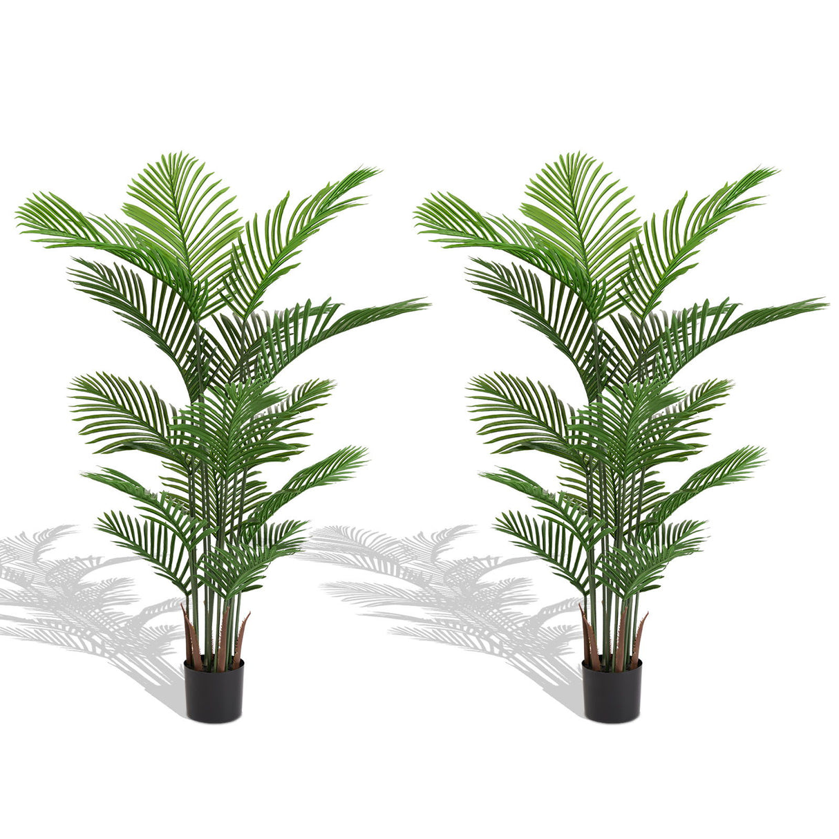 Simulate - Plastic Flower Boxes With 15 Leaves For Outdoor Home Decor (Set of 2) - Green