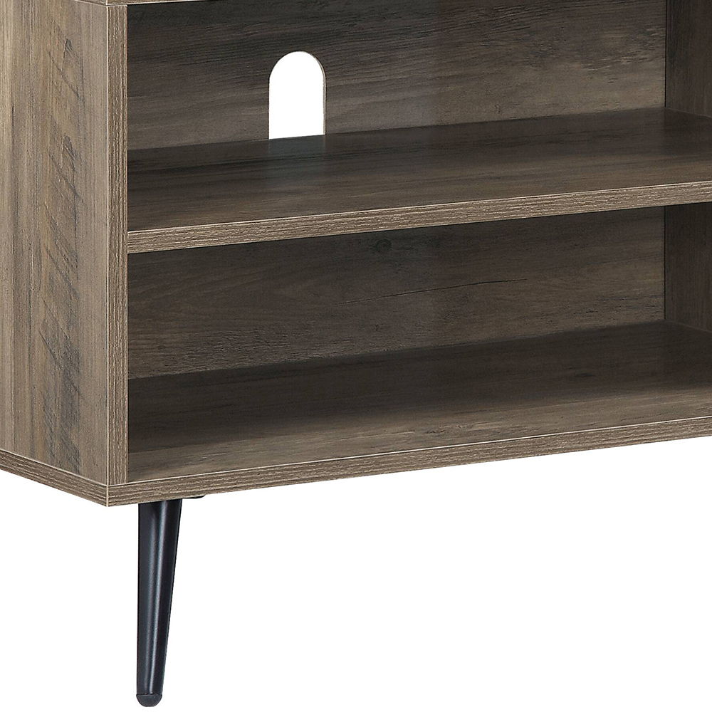 Baina II - TV Stand - Rustic Oak & Black Finish