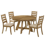 Danvers - 5-Piece Round 54" Dining Table Set - Brown Oak