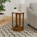 Berkeley - Round Marble Top Side Table - White And Brown