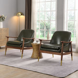 Mid - Century Accent Chair With Cushioned Seat, Brass Tipped Legs