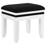 Talei 6-Drawer Vanity Set with Tri-Panel Lighted Mirror, Black & White Modern Glam Makeup Desk with Crystal Knobs and Tapered Legs for Bedroom
