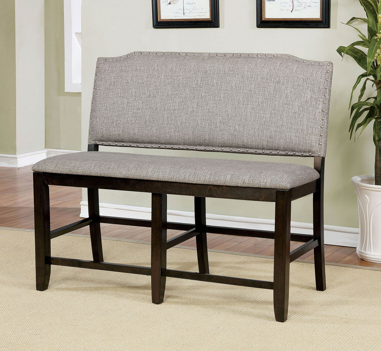 Teagan - Counter Height Bench - Dark Walnut / Gray