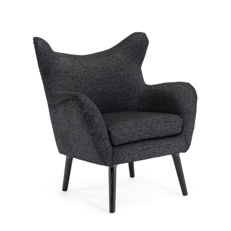Mid - Century Modern Arm Chair With Wingback Design Wood Legs