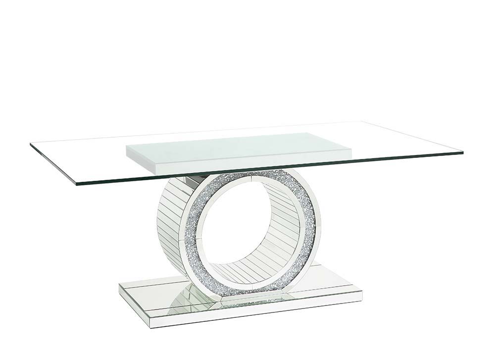 Noralie - Dining Table - Mirrored & Faux Diamonds - Glass - 30"