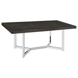 Benson - Rectangular Trestle Base Dining Table - Dark Oak And Chrome