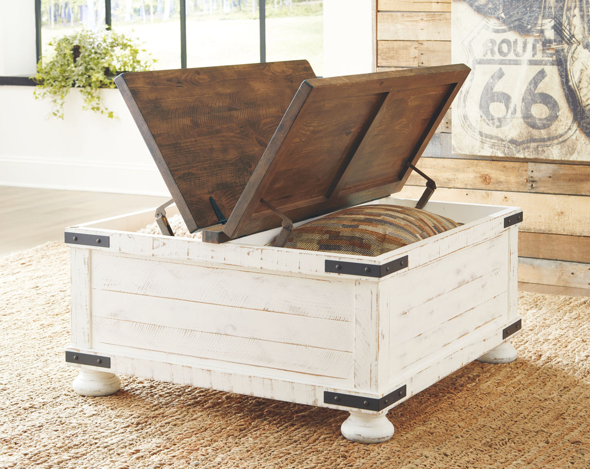 Wystfield - White / Brown - Cocktail Table with Storage